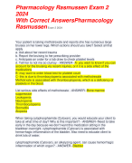 Pharmacology Rasmussen Exam 2 2024 With Correct AnswersPharmacology Rasmussen Exam 2 2024