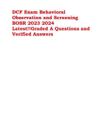 DCF Exam Behavioral Observation and Screening BOSR 2023 2024 Latest!!Graded A Questions and Verified Answers