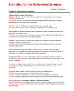 Statistics for the Behavioral Sciences hoofdstuk 1 t/m 4