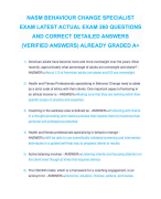 NASM BEHAVIOUR CHANGE SPECIALIST EXAM LATEST ACTUAL EXAM 260 QUESTIONS AND CORRECT DETAILED ANSWERS (VERIFIED ANSWERS) ALREADY GRADED A+