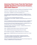 American Red Cross First Aid Test Exam  Questions and Correct Answers  