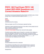 PSYC 140 Latest 2023-2024 Questions and  Correct Answers Rated A+