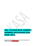 ARE 112 EXAM WITH CORRECT  ANSWERS 2023\2024[ACTUAL  EXAM 100%]