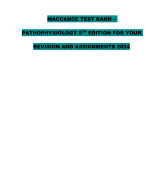 MACANCE TEST BANK – PATHOPHYSIOLOGY 9TH EDITION FOR YOUR REVISION AND ASSIGNMENTS 2024