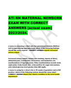 ATI RN MATERNAL NEWBORN  EXAM WITH CORRECT  ANSWERS [actual exam]  2023\2024.