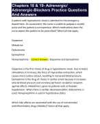 Chapters 18 & 19- Adrenergics/ Adrenergic-Blockers Practice Questions And Answers 