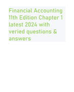 Financial Accounting 11th Edition Chapter 1 latest 2024 with veried questions & answers .