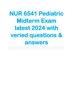 NUR 6541 Pediatric Midterm Exam latest 2024 with veried questions & answers