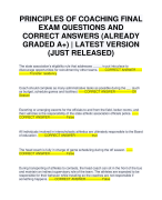 PRINCIPLES OF COACHING FINAL EXAM QUESTIONS AND CORRECT ANSWERS (ALREADY GRADED A+) | LATEST VERSION (JUST RELEASED)