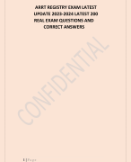 ARRT REGISTRY EXAM LATEST UPDATE 2023-2024 LATEST 200 REAL EXAM QUESTIONS AND  CORRECT ANSWERS