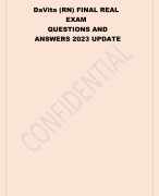 DaVita (RN) FINAL REAL  EXAM QUESTIONS AND  ANSWERS 2023 UPDATE