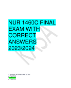 NUR 1460C FINAL  EXAM WITH  CORRECT  ANSWERS  2023\2024