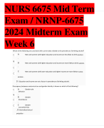 NURS 6675 Mid Term Exam / NRNP-6675 2024 Midterm Exam Week 6