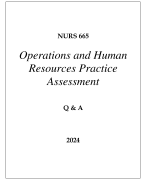 NURS 665 OPERATIONS AND HUMAN RESOURCES PRACTICE ASSESSMENT Q & A 2024