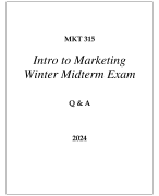 MKT 315 INTRO TO MARKETING WINTER MIDTERM EXAM Q & A 2024 (GRAND CANYON UNI)