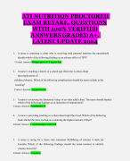 ATI NUTRITION PROCTORED EXAM RETAKE. QUESTIONS WITH 100% VERIFIED ANSWERS GRADED A+. LATEST UPDATE 2