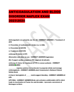 ANTICOAGULATION AND BLOOD  DISORDER NAPLEX EXAM  2023\2024