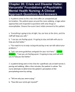 Chapter 26: Crisis and Disaster Halter: Varcarolis' Foundations of Psychiatric Mental Health Nursing: A Clinical Approach Questions And Answers