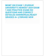 MGMT 200 EXAM 1 (PURDUE  UNIVERSITY) NEWEST 2024 EXAM  1 AND PRACTICE EXAM 250  QUESTIONS AND CORRECT  DETAILED ANSWERS|ALREADY  GRADED A+ ||!!BRAND NEW