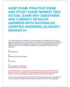 AANP EXAM, PRACTICE EXAM  AND STUDY GUIDE NEWEST 2024  ACTUAL EXAM 500+ QUESTIONS  AND CORRECT DETAILED  ANSWERS WITH RATIONALES (VERIFIED ANSWERS) |ALREADY  GRADED A+