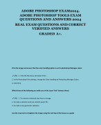 ADOBE PHOTOSHOP EXAM2024. ADOBE PHOTOSHOP TOOLS EXAM  QUESTIONS AND ANSWERS 2024 REAL EXAM QUESTIONS AND CORRECT VERIFIED ANSWERS GRADED A+.