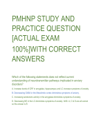 PMHNP STUDY AND  PRACTICE QUESTION  [ACTUAL EXAM 100%]WITH CORRECT  ANSWERS