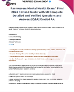 RASMUSSEN MENTAL HEALTH FINAL EXAM 1 YEAR 2023 SUMMER WITH 50 REVISED COMPLETE DETAILED AND VERIFIED QUESTIONS AND ANSWERS [Q&A] GRADED A+