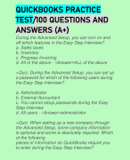 QUICKBOOKS PRACTICE TEST/100 QUESTIONS AND ANSWERS (A+)