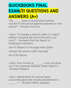 QUICKBOOKS FINAL EXAM/31 QUESTIONS AND ANSWERS (A+)
