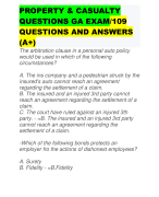 PROPERTY & CASUALTY QUESTIONS GA EXAM/109 QUESTIONS AND ANSWERS (A+)