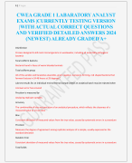 CWEA GRADE 1 LABARATORY ANALYST  EXAMS |CURRENTLY TESTING VERSION  |WITH ACTUAL CORRECT QUESTIONS  AND VERIFIED DETAILED ANSWERS 2024  (NEWEST) ALREADY GRADED A+