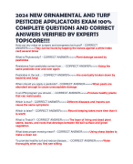 2024 NEW ORNAMENTAL AND TURF PESTICIDE APPLICATORS EXAM 100% COMPLETE QUESTIONS AND CORRECT ANSWERS VERIFIED BY EXPERTS TOPSCORE!!!!