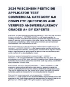 2024 WISCONSIN PESTICIDE APPLICATOR TEST COMMERCIAL CATEGORY 6.0 COMPLETE QUESTIONS AND VERIFIED ANSWERS|ALREADY GRADED A+ BY EXPERTS 