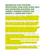 ORNAMENTAL-TURF PESTICIDE APPLICATOR'S EXAM STUDY GUIDE 2024 NEW GENERATION QUESTIONS AND CORRECT ANSWERS VERIFIED AND GRADED A+ HIGHSCORE PASS!!!
