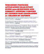 WISCONSIN PESTICIDE APPLICATION EXAM STUDY GUIDE 2024 QUESTIONS AND CORRECT ANSWERS VERIFIED BY EXPERTS NEW GENERATION A+ GRADED BY EXPERTS 