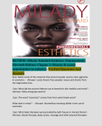 REVIEW: Milady Standard Esthetics: Fundamentals, Eleventh Edition: Chapter 1: History & career opportunities in esthetics /Verified Questions And Answers
