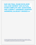 NUR 209 FINAL EXAM EXCELSIOR  COLLEGE NEWEST 2024 ACTUAL  EXAM COMPLETE 400+ QUESTIONS  AND CORRECT ANSWERS (VERIFIED  ANSWERS) |ALREADY GRADED A+