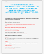 U.S ARMY EXPLOSIVE SAFETY  FAMILIARIZATIONS CERTIFICATION EXAMS  |WITH ACTUAL CORRECT QUESTIONS AND  VERIFIED DETAILED RATIONALES  ANSWERS 2024(NEWEST)ALREADY GRADED  A+