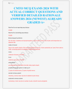 CMTO MCQ EXAMS 2024 WITH  ACTUAL CORRECT QUESTIONS AND  VERIFIED DETAILED RATIONALE  ANSWERS 2024 (NEWEST) ALREADY  GRADED A+
