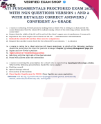 ATI FUNDAMENTALS PROCTORED EXAM 2023 WITH NGN QUESTIONS VERSION 1 AND 2 WITH DETAIKED AND REVIEWED CORRECT ANSWERS / CONFIDENT A+ GRADE