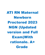 ATI RN Maternal Newborn Proctored 2023 NGN (Updated version and Full Exam)With rationale. A+ Grade 