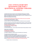 ANCC FNP EXAM REVIEW  QUESTIONS LEIK PART 1:  QUESTIONS & ANSWERS: UPDATED  GRADED A+