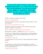BACKFLOW PREVENTION ASSEMBLY  TESTER TRAINING GA LATEST EXAM 2024- 2025 WITH 280 REAL EXAM QUESTIONS AND CORRECT VERIFIED ANSWERS/  CROSS CONNECTION CERTIFICATION  EXAM (BRAND NEW!!)