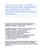 SmartServe Exam Practice LATEST  2023-2024 ACTUAL QUESTIONS  AND CORRECT ANSWERS  (VERIFIED ANSWERS) |ALREADY  GRADED A+