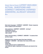 Smart Serve Exam LATEST 2023-2024  ACTUAL QUESTIONS AND  CORRECT ANSWERS (VERIFIED  ANSWERS) |ALREADY GRADED  A+