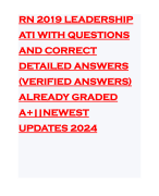 RN 2019 LEADERSHIP ATI WITH QUESTIONS AND CORRECT DETAILED ANSWERS (VERIFIED ANSWERS) ALREADY GRADED