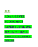 2024 AQA A-LEVEL ECONOMICS PAPER 1 JUNE 2023 MARK SCHEME: MARKETS AND MARKET FAILURE