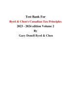 Test Bank For Byrd & Chen's Canadian Tax Principles Volume 2 2022 - 2023 edition By Gary Donell Byrd & Chen 