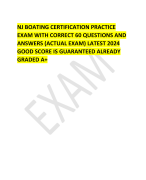  NJ BOATING CERTIFICATION PRACTICE EXAM WITH CORRECT 60 QUESTIONS AND ANSWERS (ACTUAL EXAM) LATEST 2024 GOOD SCORE IS GUARANTEED ALREADY GRADED A+