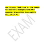 FAA GENERAL ORAL EXAM (ACTUAL EXAM) WITH CORRECT 250 QUESTIONS AND ANSWERS GOOD SCORE GUARANTEED WELL GRADED A+   
